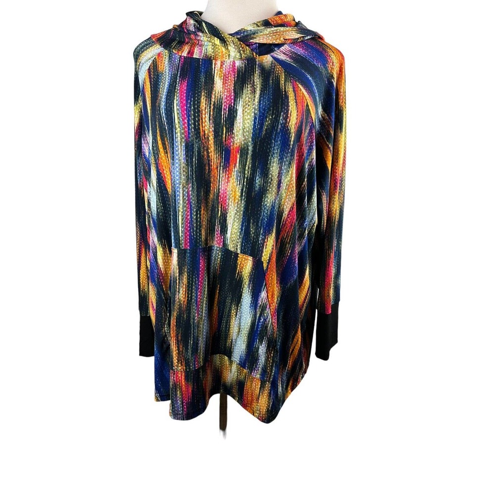 Lularoe Amber Hoodie Long Sleeve Kangaroo Pocket Multi Colored Plus Size 3XL - Picture 1 of 6